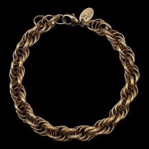 Vintage‎ Lia Sophia Textured Twisted Goldtone Chain Link Bracelet 7.5"